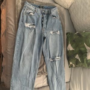 PLT Tall Light Blue Wash Open Knee Boyfriend Jeans